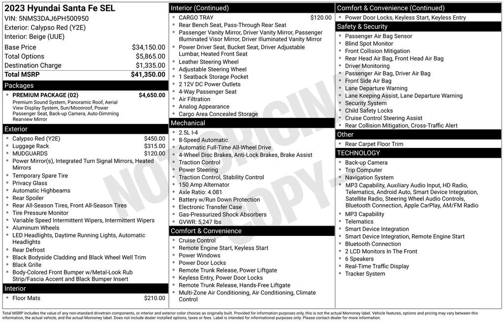 hyundai santa fe 2023 5NMS3DAJ6PH500950 image hyundai santa fe 2023 5NMS3DAJ6PH500950 image